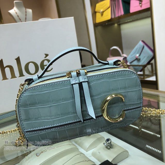 Chloe女包 克洛伊經典C Bag鱷魚壓紋鏈條相機包 Chole手提肩背斜挎包  jjh1231